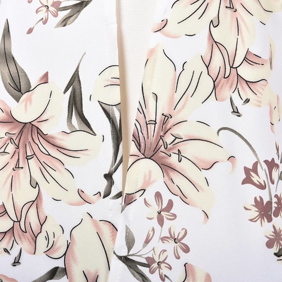 White Lily Pattern Duster Kimono - Picture 4 of 4